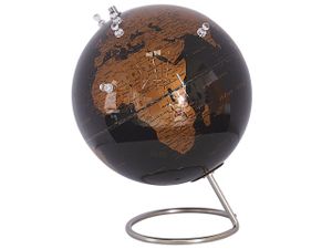 Globus Schwarz und Kupfer Kunststoff mit Edelstahl-Standfuß und Magnet-Pins drehbare Weltkugel Deko Dekoration Wohnzimmer Arbeitszimmer Flur