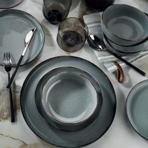 Hermia Concept, Kütahya Porselen,(24 Stücke), Abendessen , Blau, 100% Porzellan