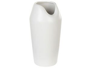 BELIANI Vase Weiß Steinzeug 33 cm Hoch Schlank Rund mit Breiter Öffnung Unregelmässige Form Modern Wohnartikel Dekovase Tischdeko Accessoires