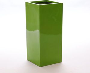 Elegant Einrichten | Pflanzkübel | Fiberglas | säule | 38x38x80cm | hochglanz avocado grün
