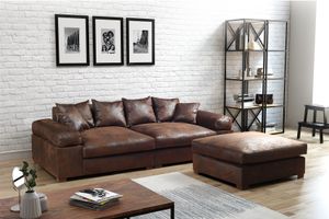 Big Sofa Megasofa Riesensofa AREZZO - Vintage Braun inkl.Hocker