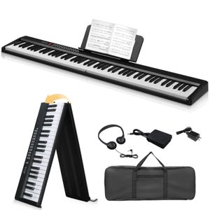 FCH  Klappbares E-Keyboard mit 88 Tasten in voller Größe,halbgewichtetes E-Piano,Digitalpiano mit Dual-Bluetooth-Modus, 1000 Rhythmen, 1000 Tönen