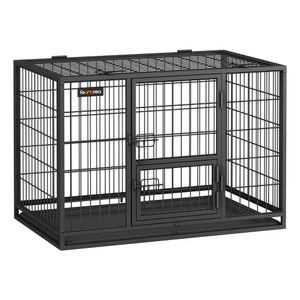 FEANDREA Hundekäfig, 92,5 x 57,5 x 64 cm, mit 2 Türen, schwarz PPDDE002B01