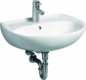 Waschtisch RENOVA mit Hahnloch, mit Überlauf 600 x 480 mm weiß  GEBERIT