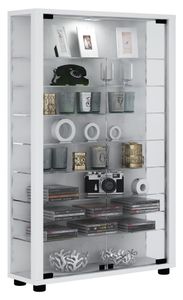 Lumo Mini Vitrinenschrank 2 Glastüren, Glasvitrinen mit LED-Leuchten weiß.