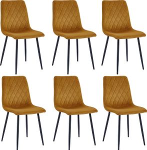 Lina® Elisia Esszimmerstuhl im modernen Design - Samt - Bequemer Stuhl für Ihr Esszimmer, hochwertiger Stoff, ergonomische Form - 6er Set - Ockergelb