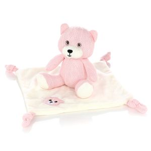 Nordstern Kuscheltier mit Schmusetuch - Babygeschenk für Mädchen zur Geburt in Strickoptik - Erstausstattung Schmusetier und Schnuffeltuch Bär in Rosa