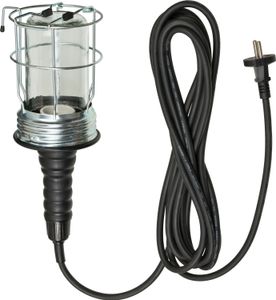 Brennenstuhl Handleuchte / Werktstattlampe aus Hartgummi mit stabilem Schutzkorb (60 W, 136 mm Durchmesser, 5m Kabel) schwarz