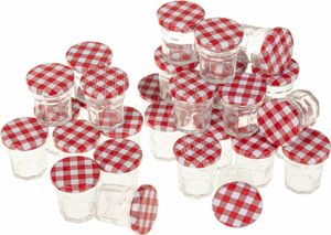 SIDCO Einmachglas 30 x Marmeladeglas karierter Schraubverschluss Vorratsglas Aufbewahrung