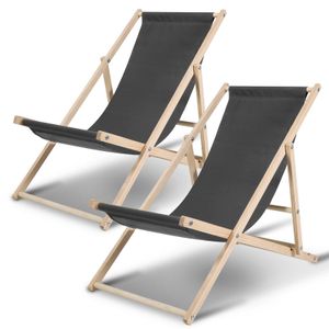 Liegestuhl Chair Liege Klappbar Holz mit Armauflagen Campingstuhl klappliege Grau 2 Stück