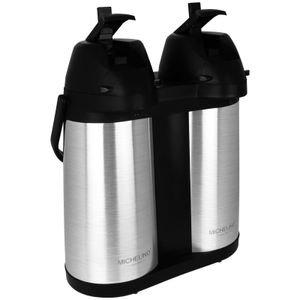 Pump Thermoskanne Doppel 2x 2L Getränkespender Kaffee Tee Pumpkanne Isolierkanne Pumpthermoskanne