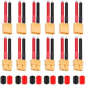 6 Paare XT60 Stecker und Buchse 12AWG Silikonkabel mit Schutzkappen für RC Drohne, Ladegerät, Auto LiPo Akku