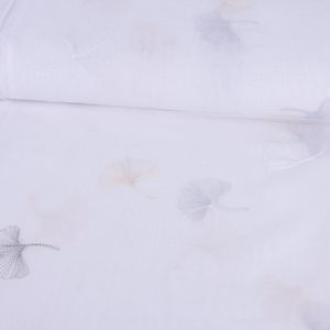 Gardinenstoff Stores Storesgardine Stickerei Ginko mit Bleiband weiß creme grau 2,80m Höhe