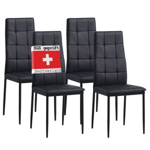 Židle do jídelny Albatros RIMINI Set of 4, černá - elegantní italský design, čalouněná židle s potahem z umělé kůže, moderní stylová u jídelního stolu - kuchyňská židle do jídelny s vysokou nosností