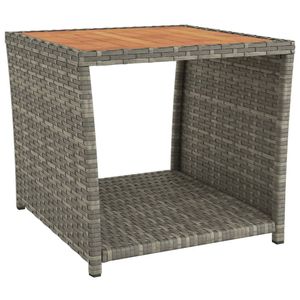 vidaXL Odkládací stolek s dřevěnou deskou Grey Poly Rattan & Acacia Wood