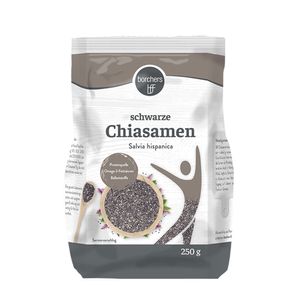 borchers Schwarze Chia Samen | Reich an Ballaststoffen | Quelle für Proteine | Omega-3-Fettsäuren | 250g