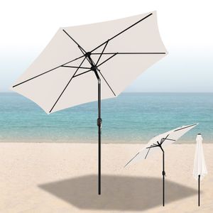 EINFEBEN 2.7m Sonnenschirm Marktschirm mit Handkurbel UV40+ Outdoor-Schirm Terrassen Gartenschirm,Beige