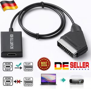 Scart auf HDMI Konverter, Scart auf HDMI Adapter Video Audio Wandler HD 1080P/720P mit USB-Kabel für HDTV STB VHS Xbox PS3 Sky DVD Blu-ray usw