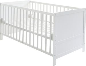 roba Kombi-Kinderbett, 70 x 140 cm, weiß, 3-fach verstellbar, Schlupfstäbe, umbaubar zum Juniorbett