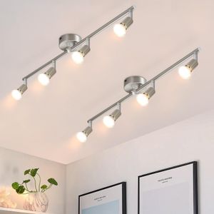 ZMH Reflektor sufitowy LED 4 płomienie 2ER - lampa sufitowa do salonu nowoczesna lampa sufitowa GU10 reflektor sufitowy obrotowy 350° reflektor sufitowy ze stali nierdzewnej sufit sypialnia wnętrze bez żarówek