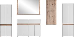 Flur Set inkl. Schuhschrank CORATO-80 in weiß mit Blende in Wildeiche Nb., B/H/T: ca. 321/180/33 cm