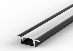 100cm Aluminium Profil LED für LED Streifen 8-10mm Schwarz LT6 + Milchig Abdeckung
