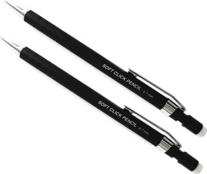 2x Druckbleistifte 0,7mm m. Radierer 6 Bleistiftminen Fallbleistifte Set Stifte