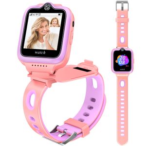 （Pink）Dětské chytré hodinky s GPS telefonem hodinky 4G Wi-Fi video hovor chytré hodinky s 360 ° otáčením a duálním fotoaparátem SOS krokoměr hračka dárek na Vánoce narozeniny pro děti, chlapce a dívky