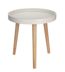 Bočný stolík z dreva Ø 39 cm x 40 cm - farba: biela