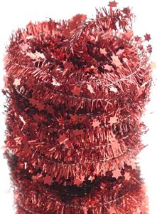 Weihnachts-Lametta-Sterngirlande Rot glänzend 7 Meter - Kunststoff