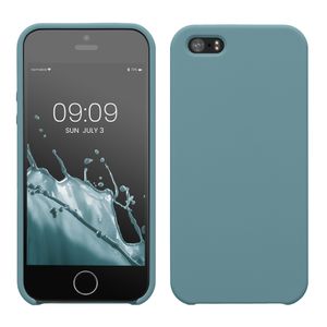 kwmobile Hülle kompatibel mit Apple iPhone SE (1.Gen 2016) / iPhone 5 / iPhone 5S Hülle - Silikon Handy Case - Handyhülle weiche Oberfläche - kabelloses Laden - Arctic Night