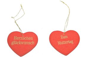 Herzhänger mit Schrift / "Herzlichen Glückwunsch" "Zum Muttertag" / 48 Stück - 0,06 € pro Stück