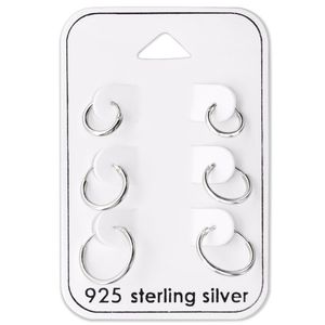 Kleine Creolen Set Silber 925: 3 Paar Ohrringe 8, 10 & 12 mm