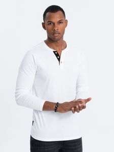 Ombre Clothing Langarm-T-Shirt für Männer Henley weiß S