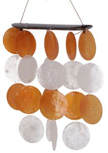 Langes Muschel Windspiel, Klangspiel - Orange Weiß, Muschelscheiben, 30*20*1 cm, Windspiele & Klangspiele