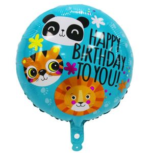 Folienballon Happy Birthday rund 45 cm, Tiere blau
