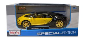 Maisto 31514 - Modellauto - Bugatti Chiron (schwarz-gelb, Maßstab 1:24)