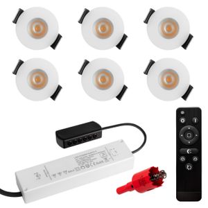 6er Set, S-Polylight® Mini LED Einbauspot Set in Weiß | Warmweiss 3.000K DIMMBAR IP65 FUNK 3W Einbaustrahler Terrassenbeleuchtung Bad Sauna