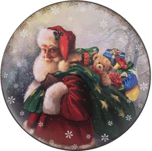 Clayre & Eef 64808 Vánoční talíř Ø 33 cm Pestrobarevný plastový Otec Vánoc
