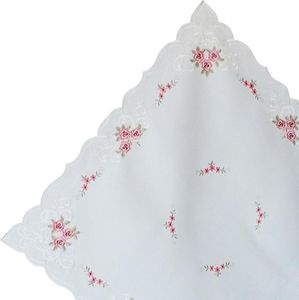 Tischdecke MARGIT Stickerei Rosenmotiv weiß Polyester 130 x 170 cm