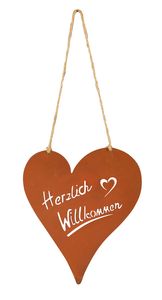 Schild Willkommen Herz 15x15cm Garten-Deko Türschild Edelrost Wandbild