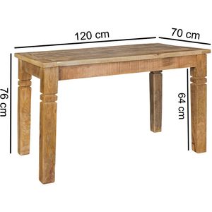 Jídelní stůl WOHNLING WL5.078 hnědý 120 x 76 x 70 cm mango masiv, designový venkovský jídelní stůl z masivu, obdélníkový jídelní stůl, kuchyňský stůl pro 4-6 osob, dřevěný stůl rustikální velký