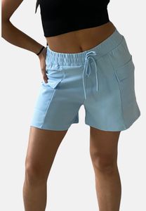 Elegante Chino Bermuda Shorts Kurze Poptrash Stoff Cargo Hose Stretch Hotpants Einfarbig, Farben:Hellblau, Größe:S-M