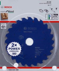 Bosch Akku-Kreissägeblatt  136 x 1,5/1 x 20, 24 Zähne Expert for Wood,