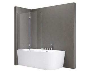 doporro 120x140 cm Design-Duschwand für Badewanne Badewannenaufsatz Duschabtrennung 6mm ESG-Sicherheitsglas nach DIN EN 12150-1 inkl. NANO-Beschichtung Badewannenfaltwand