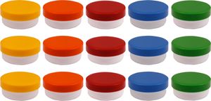 15 Salbendosen, Cremedosen 12ml flach mit farbigen Deckeln - hergestellt in Deutschland