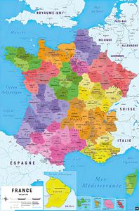 Carte De France 2017 Poster Karte von Frankreich 2017 61 x 91,5 cm