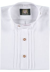OS Trachten Herren Hemd Langarm Trachtenhemd mit Stehkragen Vuxlebi, Größe:37/38, Farbe:weiß