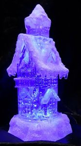LED Lampe Haus Turm groß Schnee Eis Winterstimmung Farbwechsel Glitzer Kirche Weihnachtsdeko Ledhaus Deko Weihnachten nachtlicht