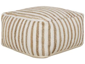 BELIANI Pouf Beige u. Weiß Jute u. Baumwolle Quadratisch 60x60 cm Streifenmuster Boho Bodenkissen Sitzkissen Wohnzimmer Schlafzimmer Kinderzimmer